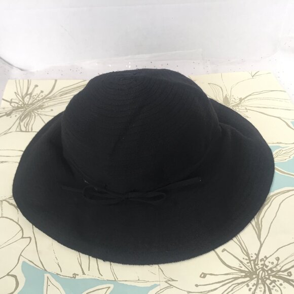 Wallaroo Hat Company Hampton Black Sun Beach Hat Bow Detail 100% cotton Floppy - Picture 9 of 9